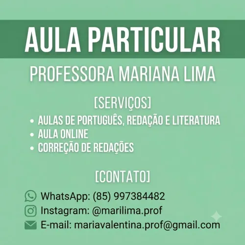 Aula particular de Português, Redação e Literatura 