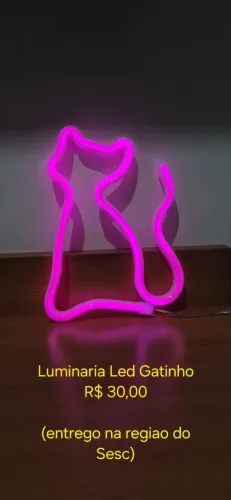 Luminária Gata Led Rosa