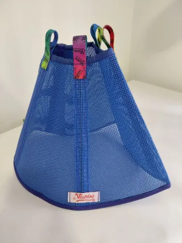 Colar Elizabetano Kofer Azul de Tela Respirável ? Pós ? Cirúrgico Confortável