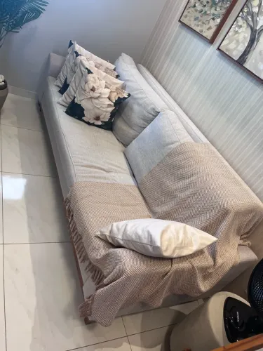 Sofá cama em linho