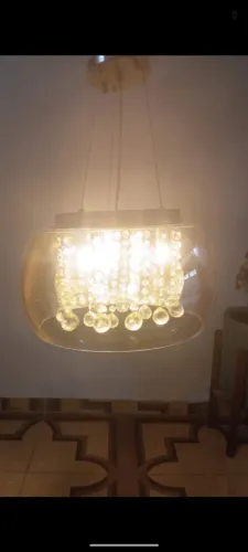 Lustre de Vidro com Cristais