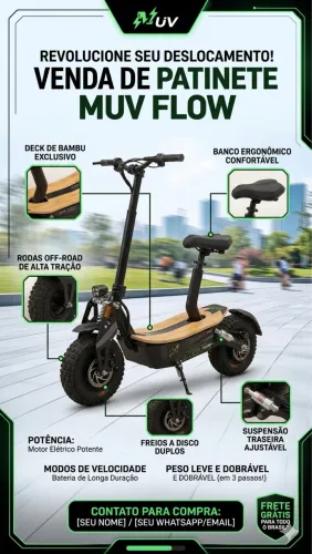 Patinete Elétrico Muv Flow - Potente, Confortável e Dobrável