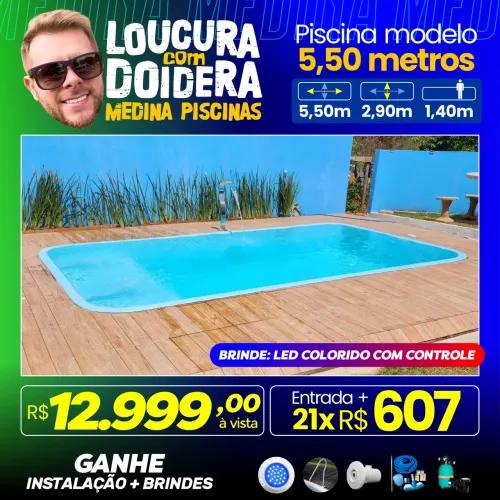 Piscina modelo 5,50 metros 5,50m x 2,90m x 1,40m