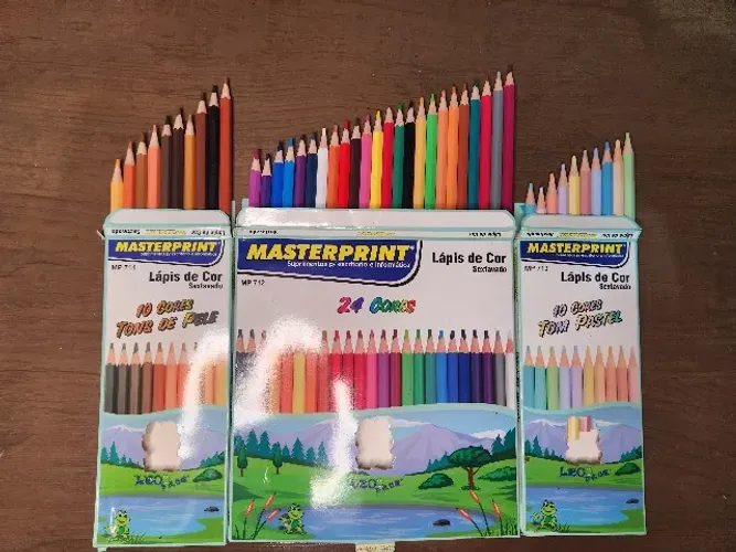 Kit 44 Lápis de Cor -  Escolar Sextavado 