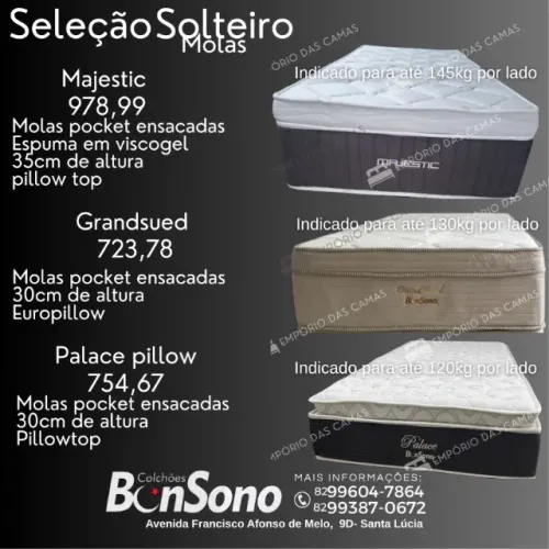 Colchão solteiro, colchões Bonsono molas pocket pronta entrega consulte