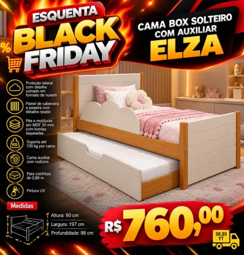 Cama box solteiro com auxiliar ELZA