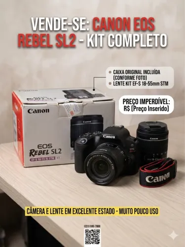 Canon EOS Rebel SL2 - Kit Completo!