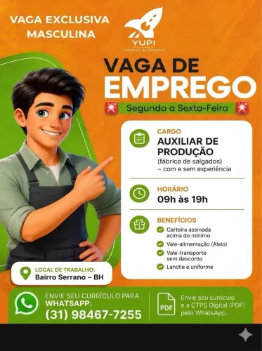 Vaga de emprego auxiliar de produção