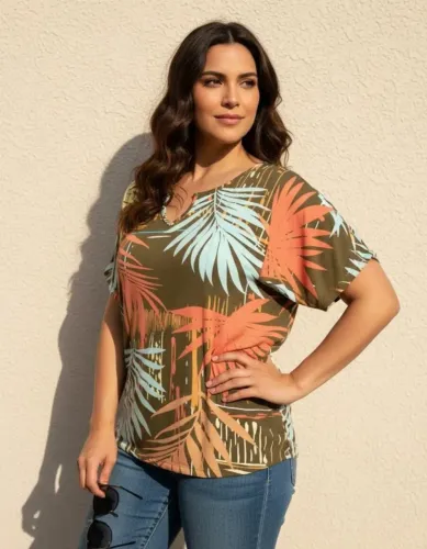 blusa feminina floral viscose