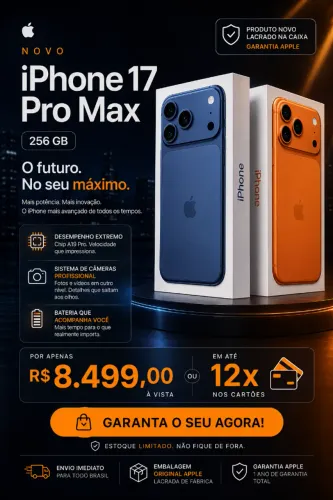 Iphone 17 Pro Max 256 gb - Azul ou Laranja - Lacrado