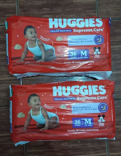 2 Fraldas Huggies M Por $70,00
