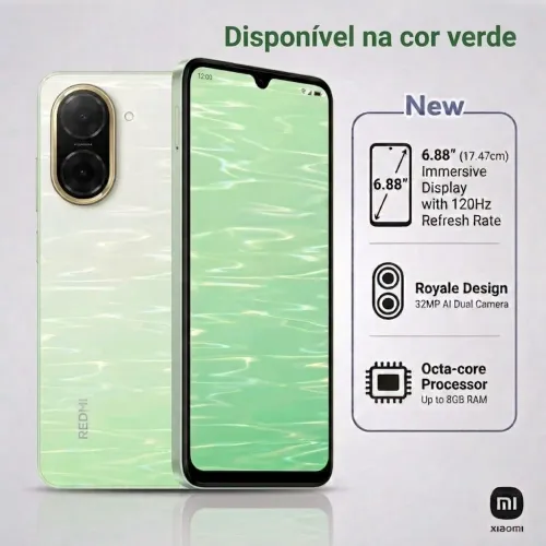 Smartphone Xiaomi Redmi A5 Verde 6.88" 120Hz 5200mAh Nova/Lacrado