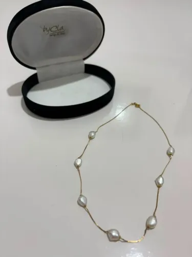 Conjunto ouro 18 com pérolas Biwa