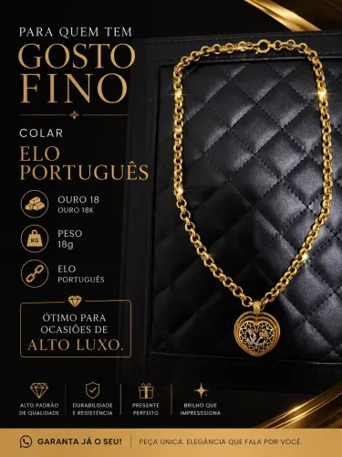 Vendo colocar feminino em ouro 18 k, elo português.