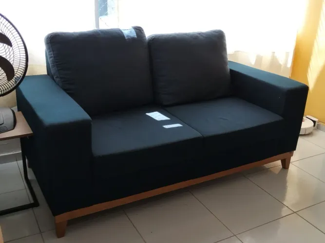 Sofá 3 lugares de Linho azul