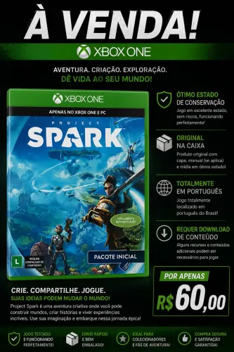 Project Spark Xbox One Jogo Original Lacrado Aceitamos Proposta 