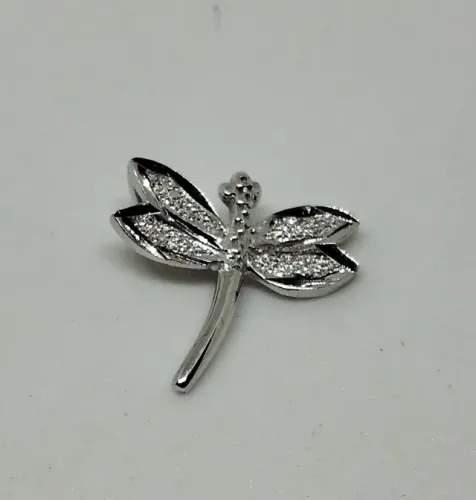 Pingente Libélula Ouro Branco 18k - 1,0 X 1.2cm