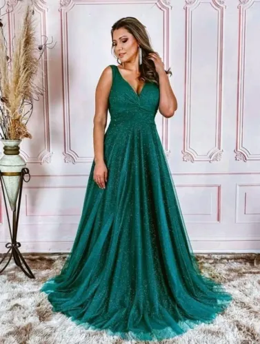 Vestido verde para festas e casamentos