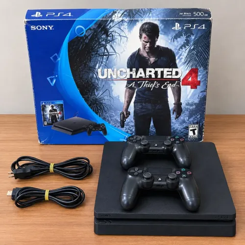 PS4 SLIM 500GB 2 CONTROLES + CABOS .