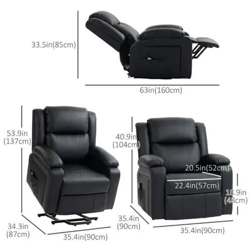 Poltrona Motorizada Imperial em couro Massagem com Controle<br>Marca Human Touch Lane