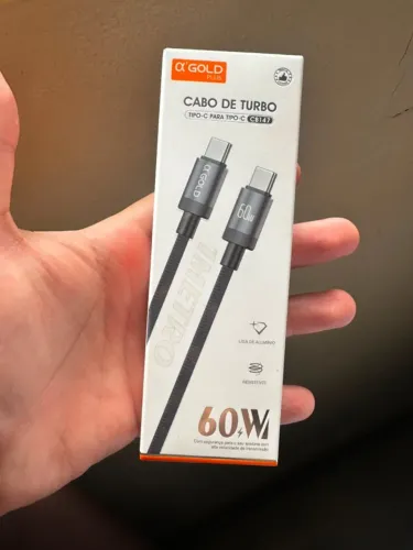 Cabo 60w Turbo TIPOC - TIPOC A'Gold - Preto - Liga de Alumínio - Lacrado