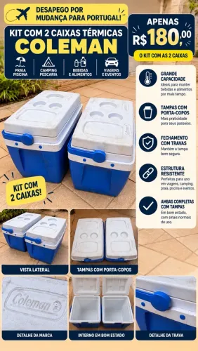 2 Caixas Térmicas Coleman - Grande Capacidade