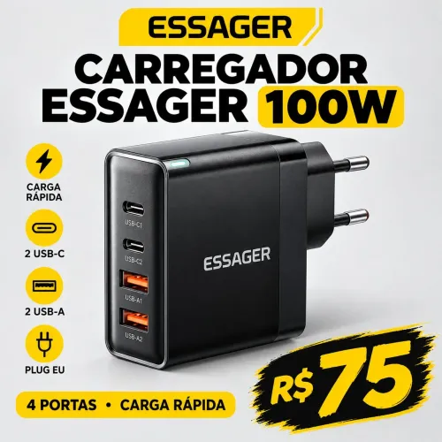 ? CARREGADOR ESSAGER 100W - APENAS R$ 75,00! ?
