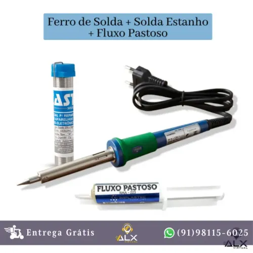 Ferro de Solda 40w + Solda Estanho + Fluxo Pastoso *ENTREGA GRÁTIS*