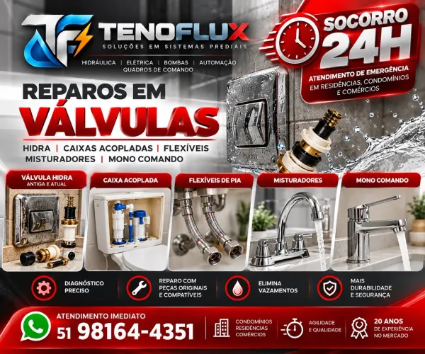 Reparos Hidra, Monocomando, Registros e Caixa Acoplada 24h
