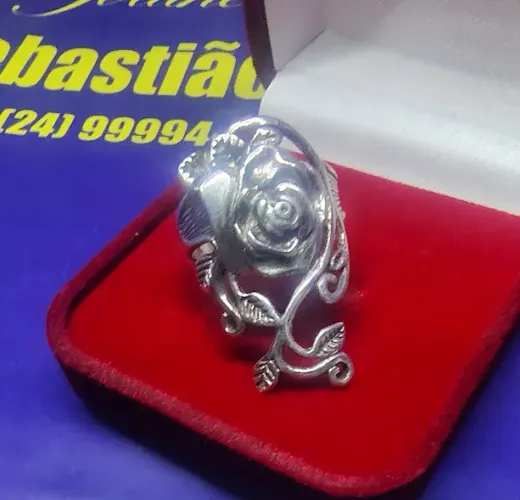 Anel Rosa Flor Prata 950 Peso 6.16 Gramas 30 mm x 15 mm                                   