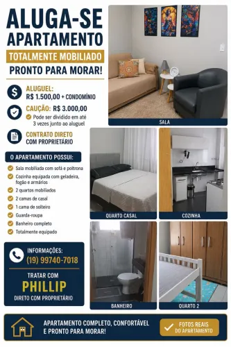Alugo apartamento mobiliado Araras