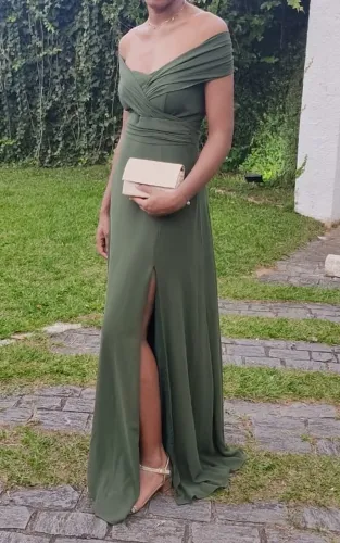 Vestido de festa Mil Formas com alcinhas - Verde Oliva - P
