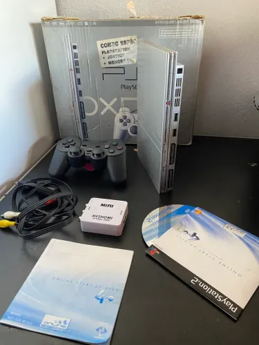 PlayStation 2 Slim Satin Silver Raro na Caixa - Item de Coleção ?