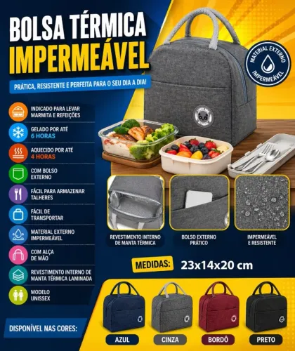 Bolsa Térmica Lancheira Marmita Bolsinha Fitnes Trabalho