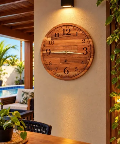 RELÓGIO DE PAREDE EM MADEIRA
