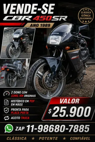 Vendo ou troco CBR 450SR 2 dono pronta para placa preta
