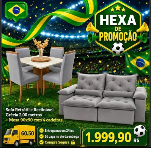 Sofá Retrátil com Mesa de Jantar