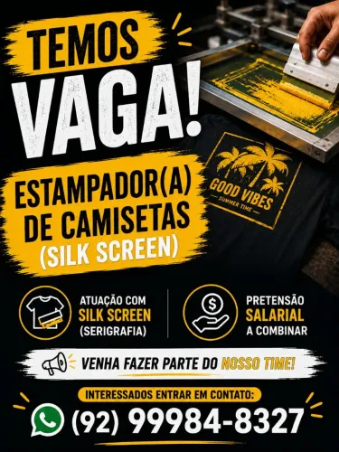 Vaga para Estampador de Camisetas (Silk Screen)