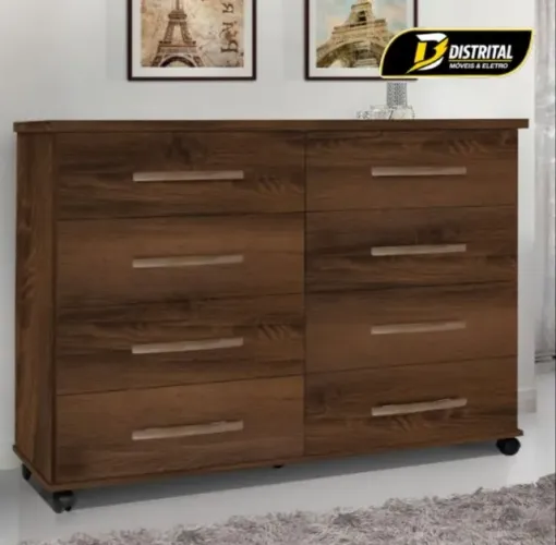 Cômoda Jade 8 Gavetas com Rodizios Peonta Entega