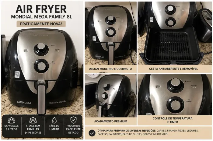 Air Fryer Mondial Mega Family 8L - Praticamente Nova | Excelente Estado