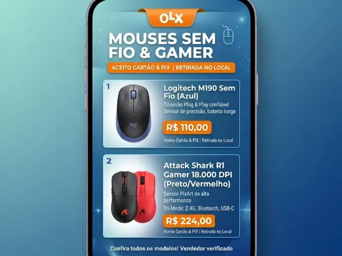 Mouse Sem Fio Logitech M190 / Mouse Gamer Attack Shark R1 18000 DPI