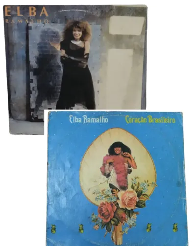 Lote 2 Discos de vinil LP Elba Ramalho - Remexer - Coração Brasileiro