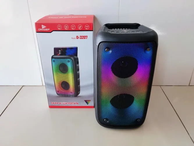 Caixa de Som Portátil Bluetooth Led Rgb Kapbom Super Potente