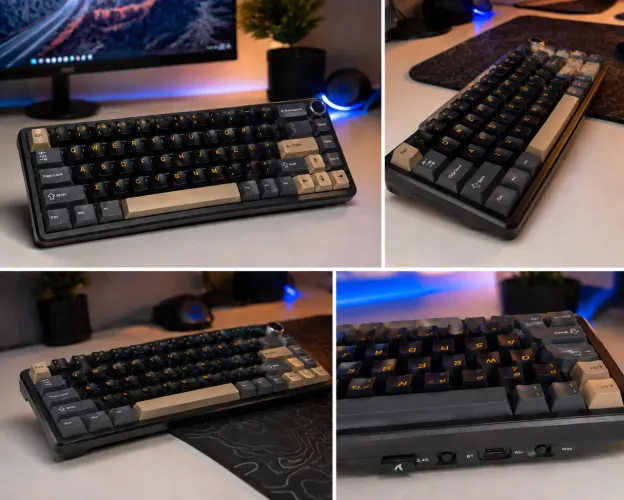 Teclado Mecânico X66 Tri-Mode (2.4G /Bluetooth /USB-C) Compacto, Layout 66 Tecla