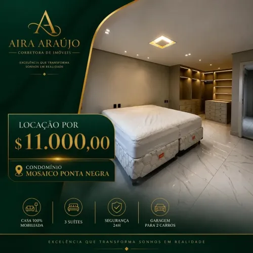 Alugo casa luxuosa 100% mobiliada no Mosaico Ponta Negra