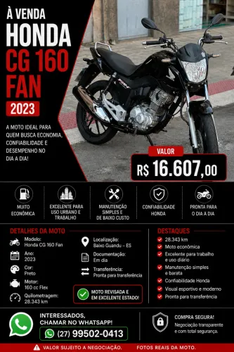 HONDA CG 160 FAN 2023 À VENDA