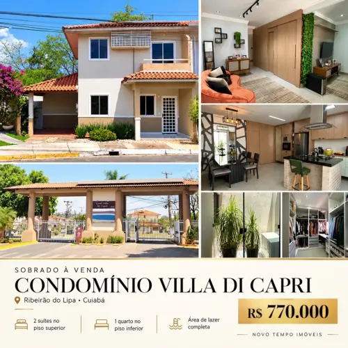 sobrado com 3 quartos a venda no condomínio villa di capri, Despraido - Cuiabá-MT
