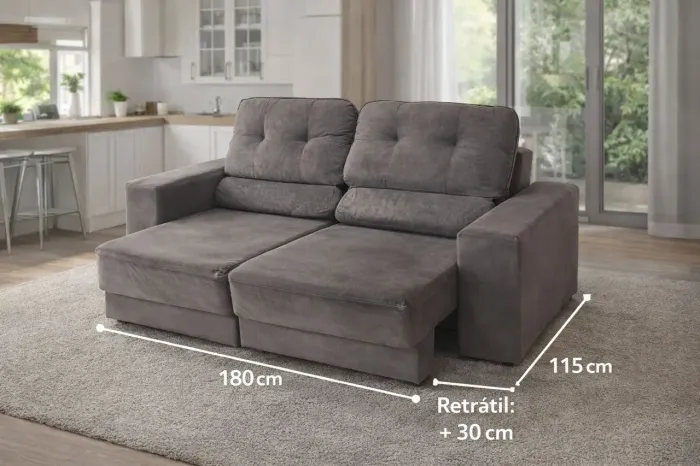 Sofá retrátil 180 por 85 mais 30 cm