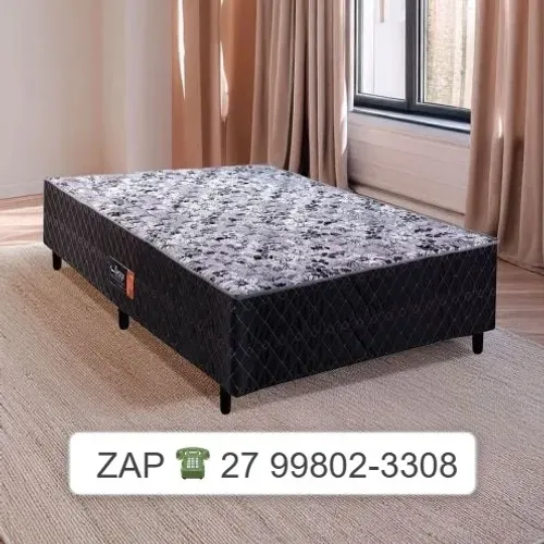 *Cama Box Casal 138cm Acoplado Black