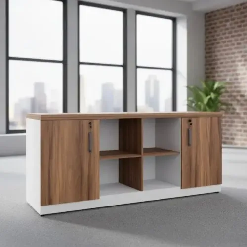 Armário Baixo Gold Credenza Nogal Sevilha/Branco Linha Especial 34502